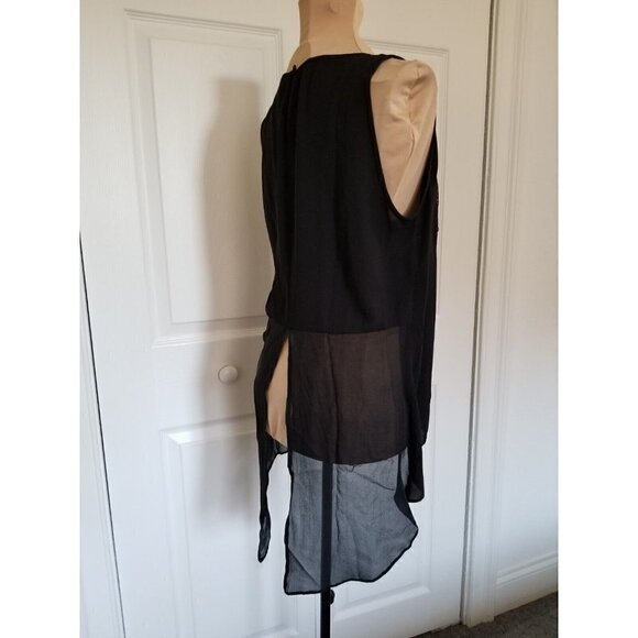 BCBGMaxAzria  Danna Top Black Semi Sheer w/Brass & Silver Studs Womens Size S - Picture 3 of 10